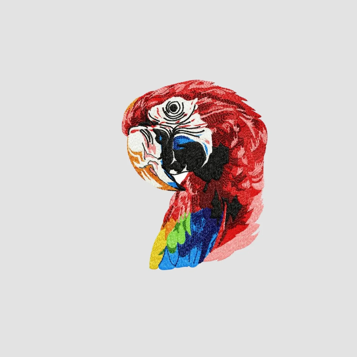 Parrot Face Embroidered White Oversize T-Shirt - Image 2