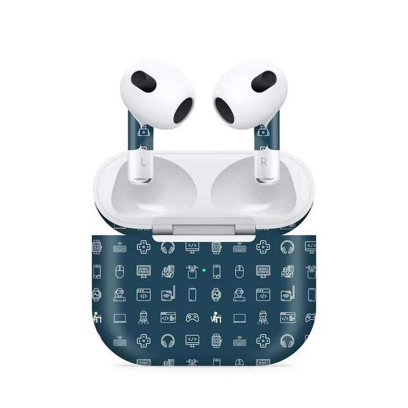 Airpods 3 Tech Icons Blue Skin