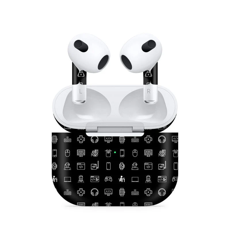 Airpods 4 Tech Icons Black Skin