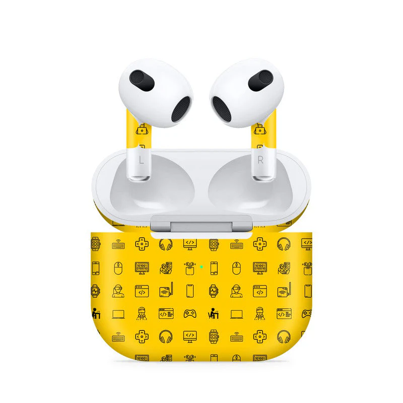 Airpods 4 Tech Icons Yellow Skin