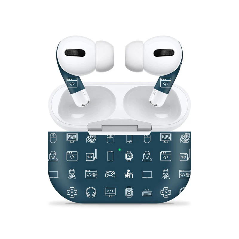 Airpods Pro Tech Icons Dark Blue Skin