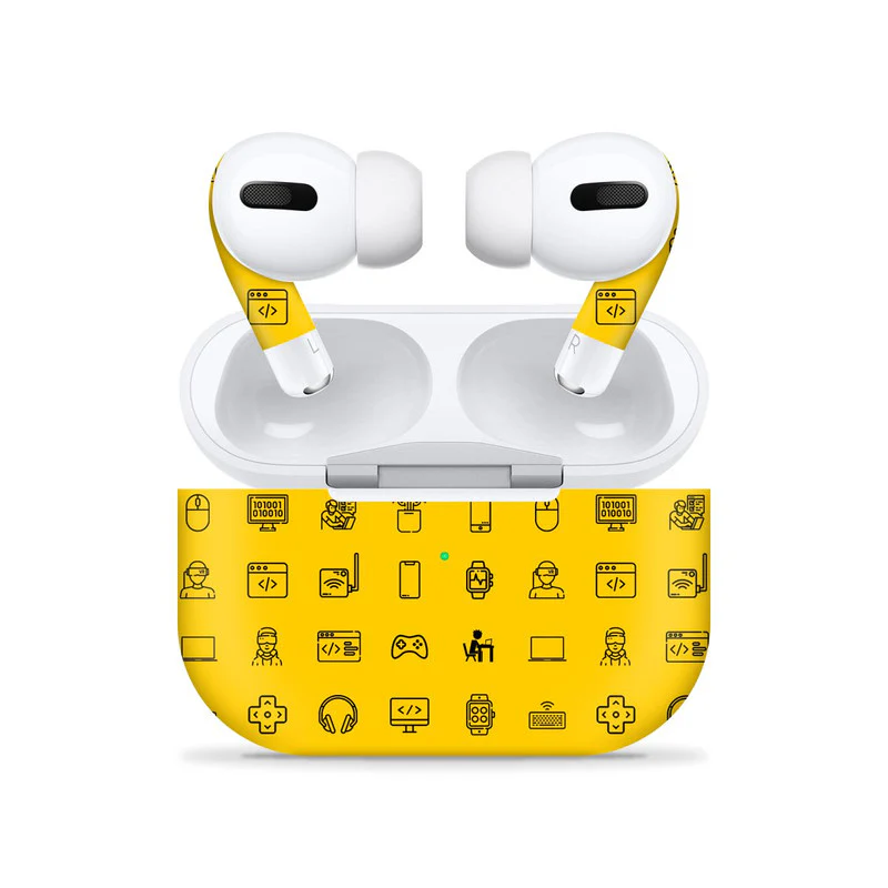 Airpods Pro Tech Icons Yellow Skin
