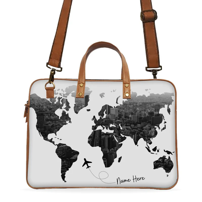 All Over The World Custom Name Deluxe Laptop Bag