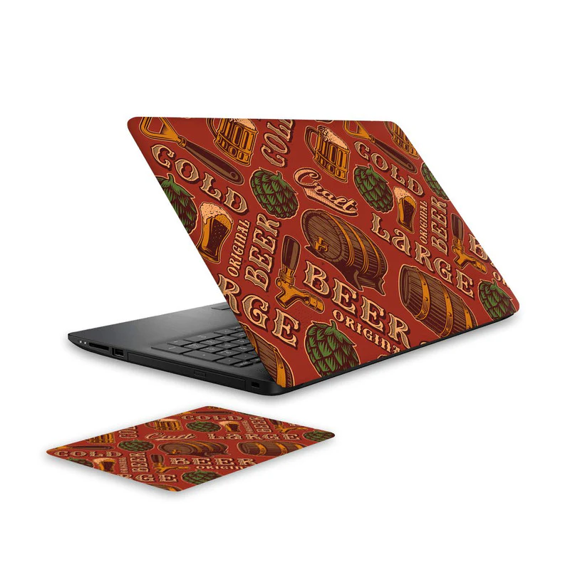 Beer Retro Laptop Skin and Mouse Pad Combo