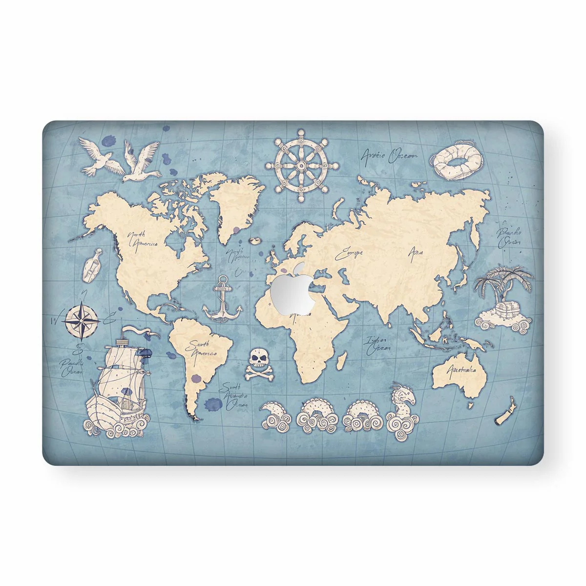 World Map Adventure Macbook Skins