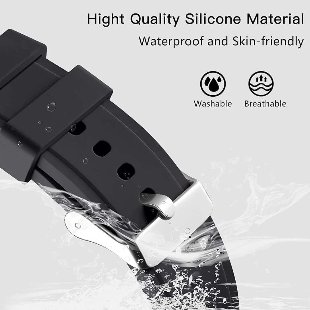 Black Silicone Strap -  Compatible for Samsung Galaxy Watch 4 Band & Galaxy Watch 5 Band 44mm 40mm/Watch 5 Pro Bands 45mm/Galaxy Watch 4 Classic Bands 46mm 42mm,20mm - Image 4