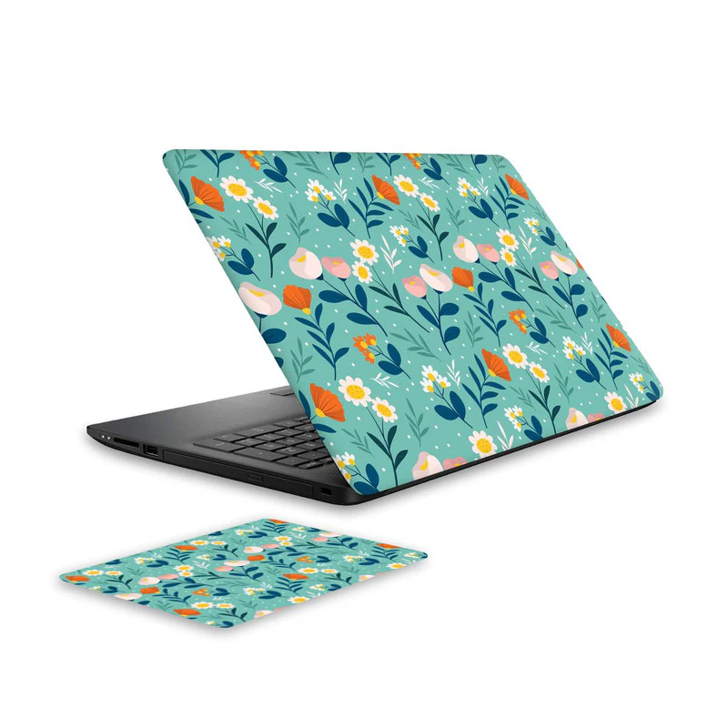 Blooming Flower 3 Laptop Skin and Mouse Pad Combo