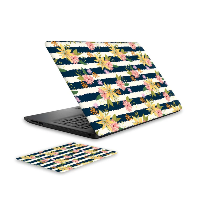Blooming Flower 5 Laptop Skin and Mouse Pad Combo