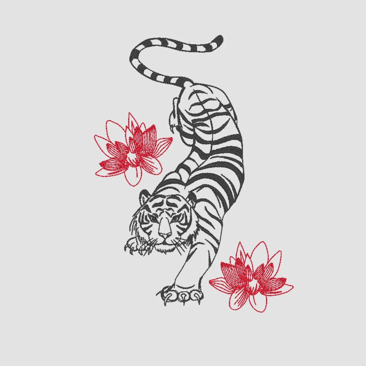 Tiger Embroidered White Oversize T-Shirt - Image 2