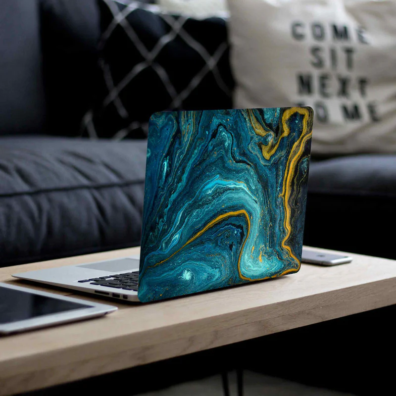Blue Gold Marble 2 Laptop Skin - Image 2