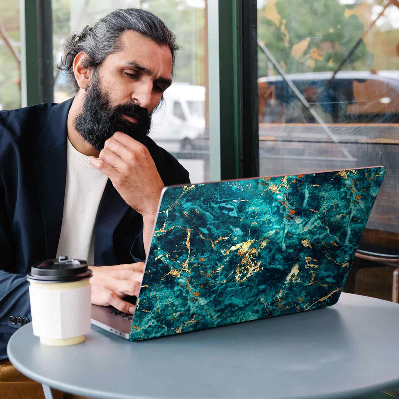 Blue Gold Marble Laptop Skin - Image 2