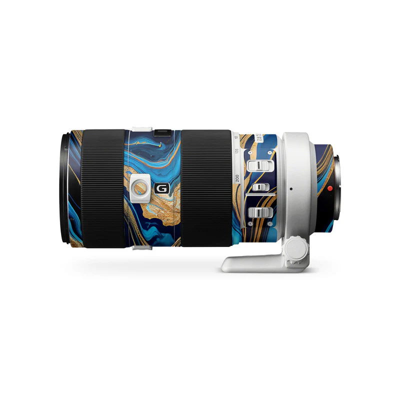 Blue Gold Marble Swirl Lens Skins