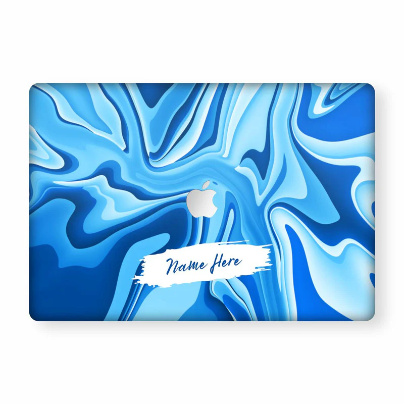 Blue Wawes Custom Name Macbook Skin