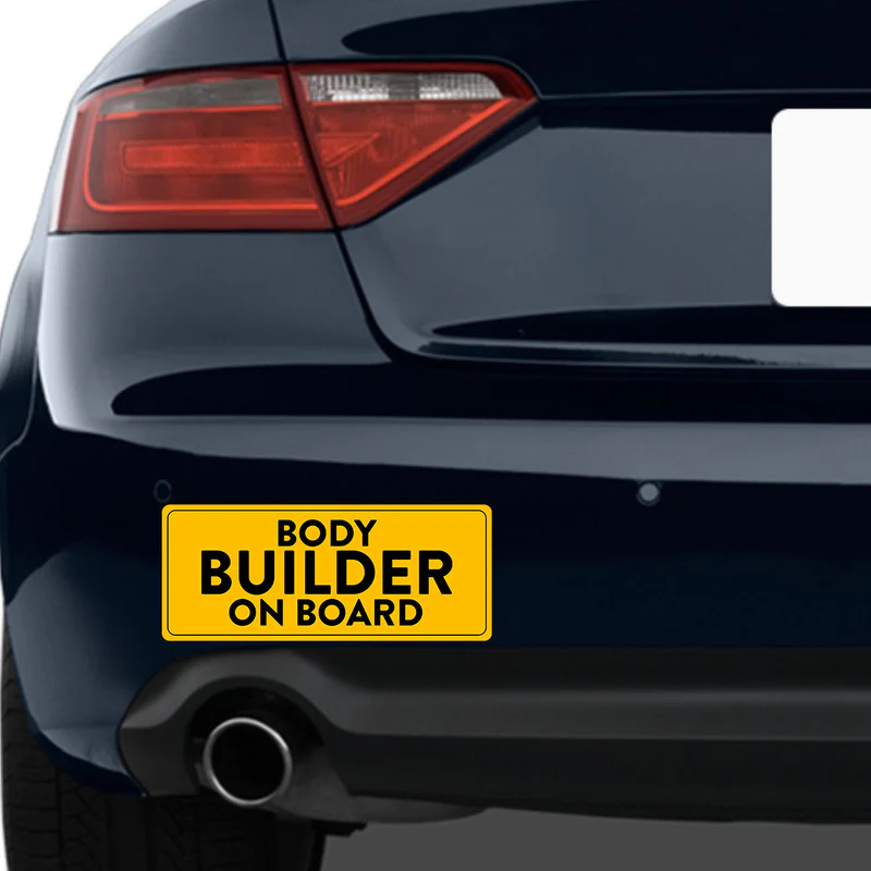 Body Builder On Board Car Bumper Sticker - Image 2