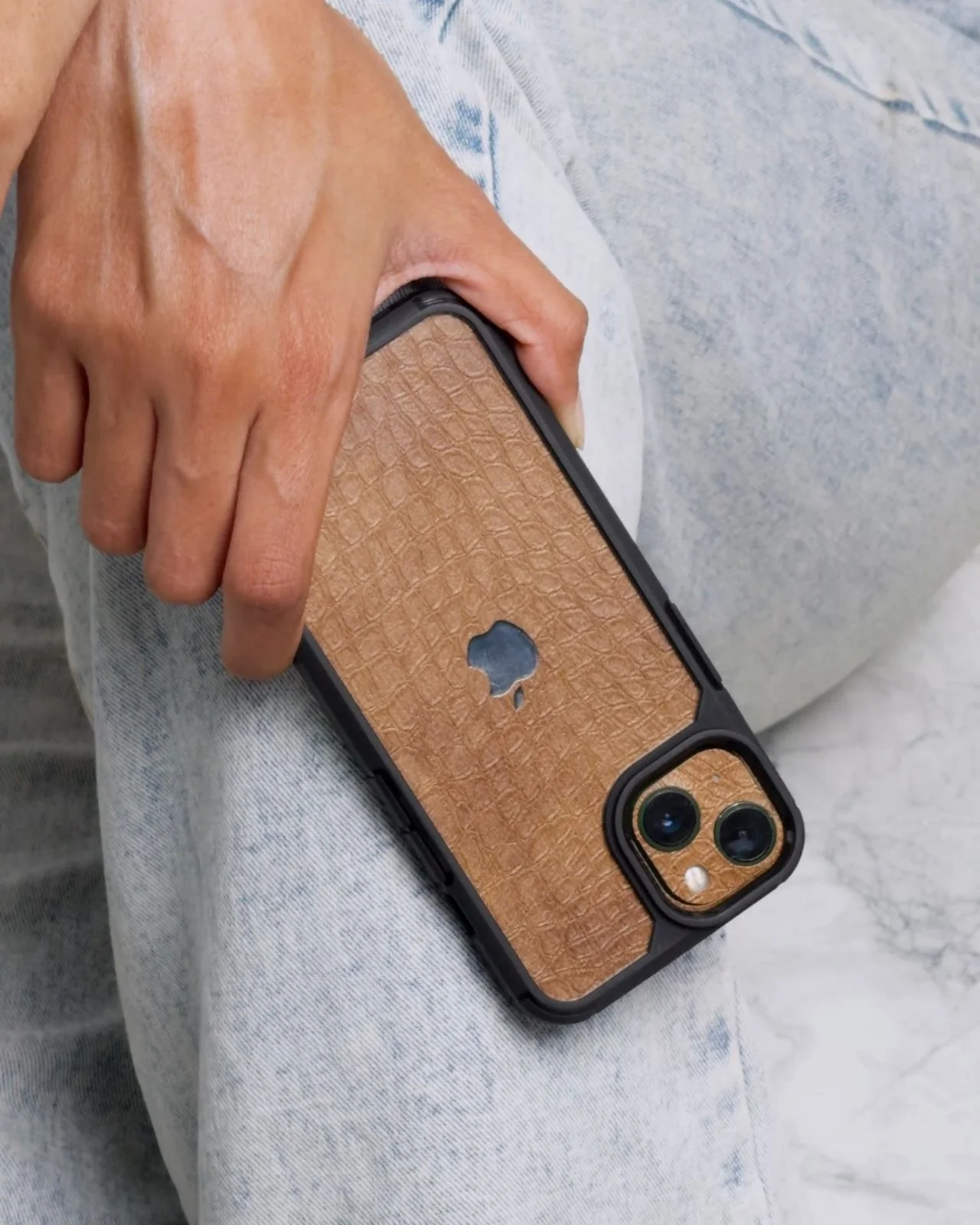 Brown Leather Bumper Mobile Cover