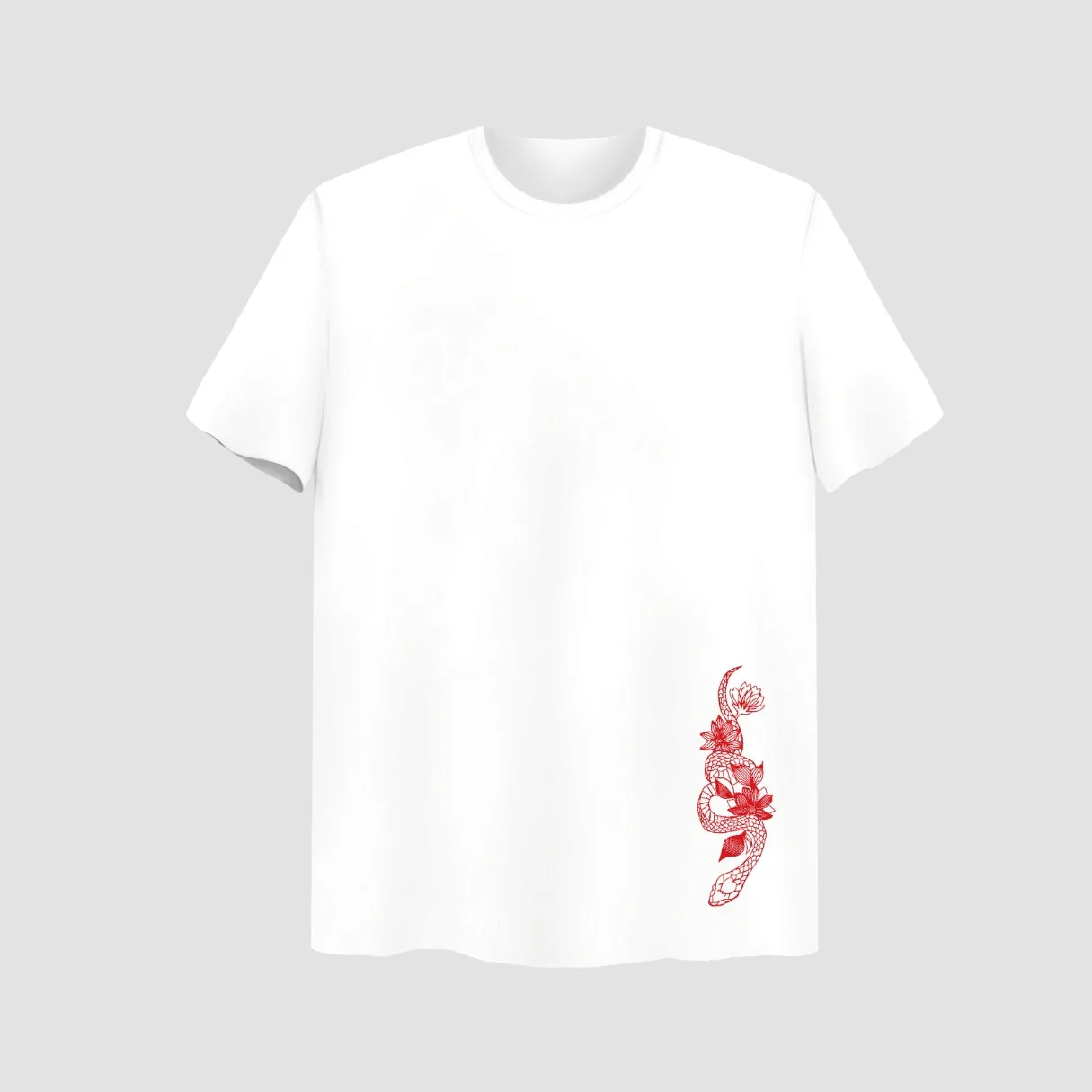 Snake Embroidered White Oversize T-Shirt