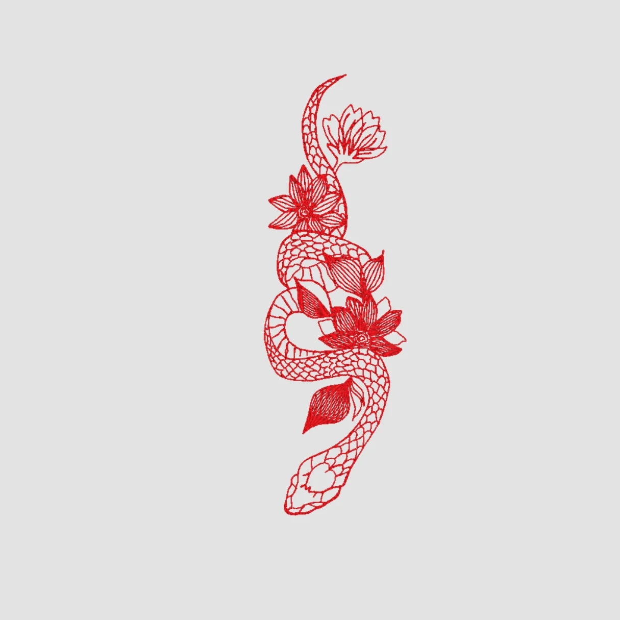 Snake Embroidered White Oversize T-Shirt - Image 2