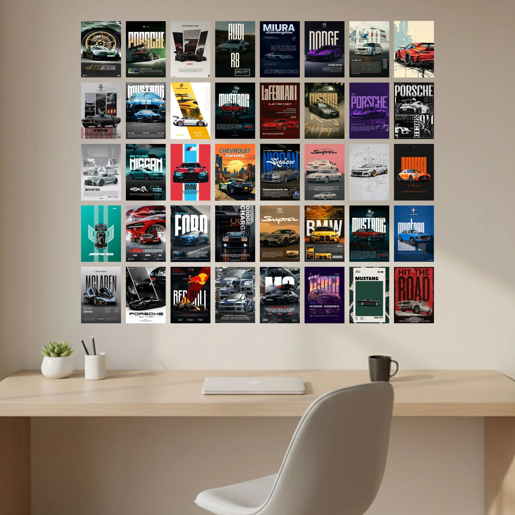 Car Poster Set Self Adhesive - Set of 40 A5 Size Posters