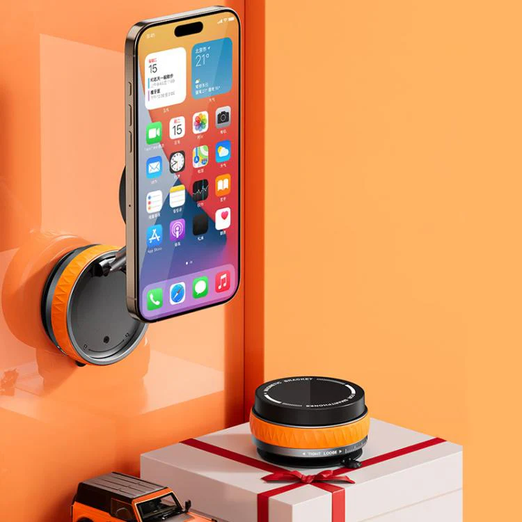 Car Rotatable Vacuum Magnetic Foldable Phone Holder (Orange) - Image 4
