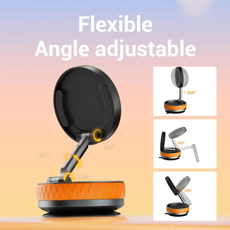 Car Rotatable Vacuum Magnetic Foldable Phone Holder (Orange) - Image 6