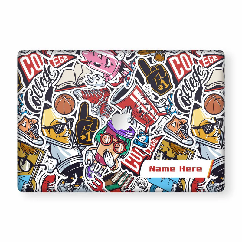 Cartoon Art Custom Name Macbook Skin
