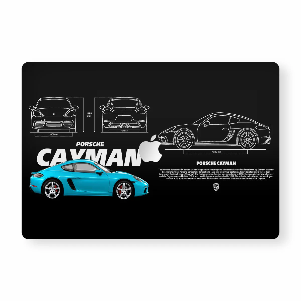 Cayman Blueprit Black Macbook Skin