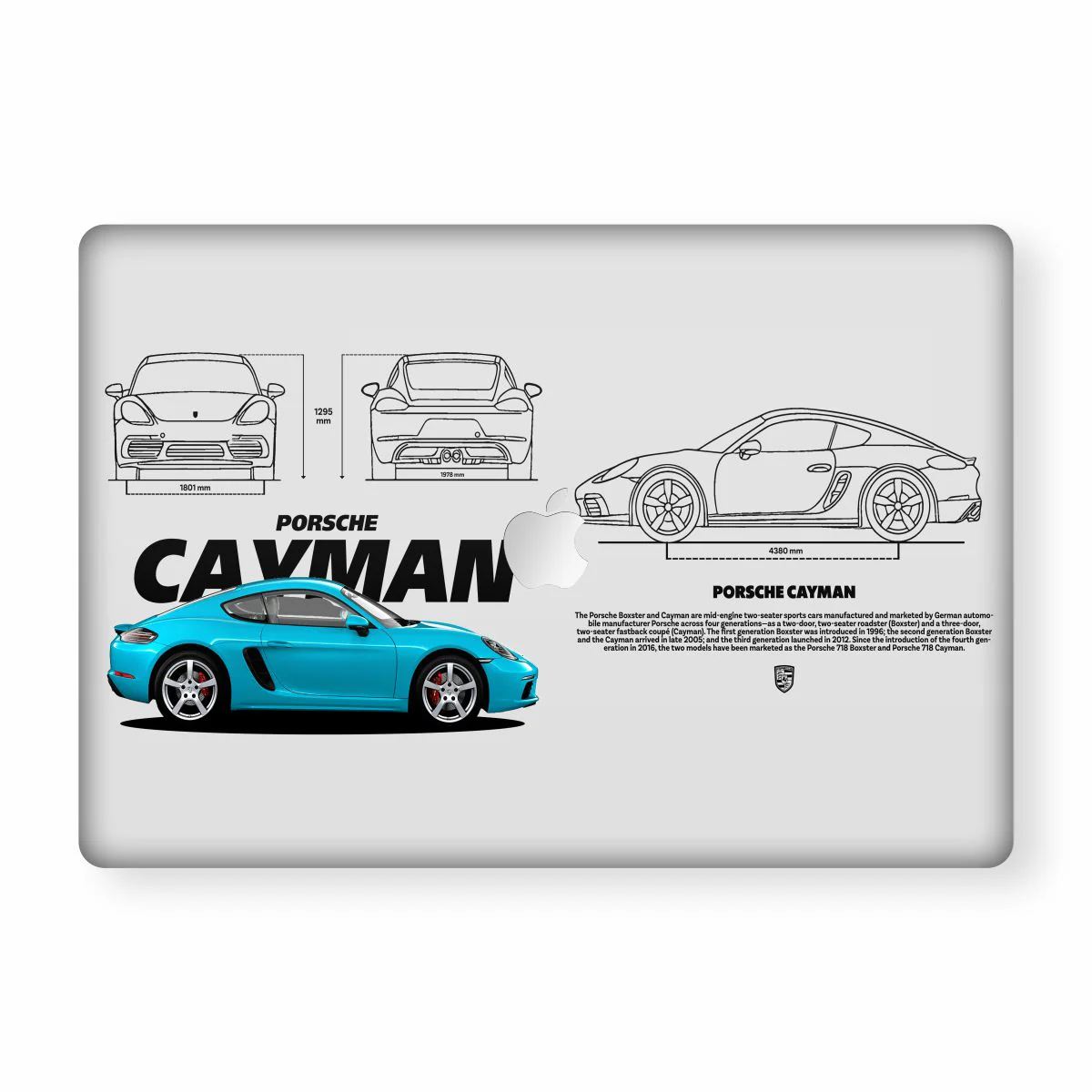 Cayman Blueprit White Macbook Skin