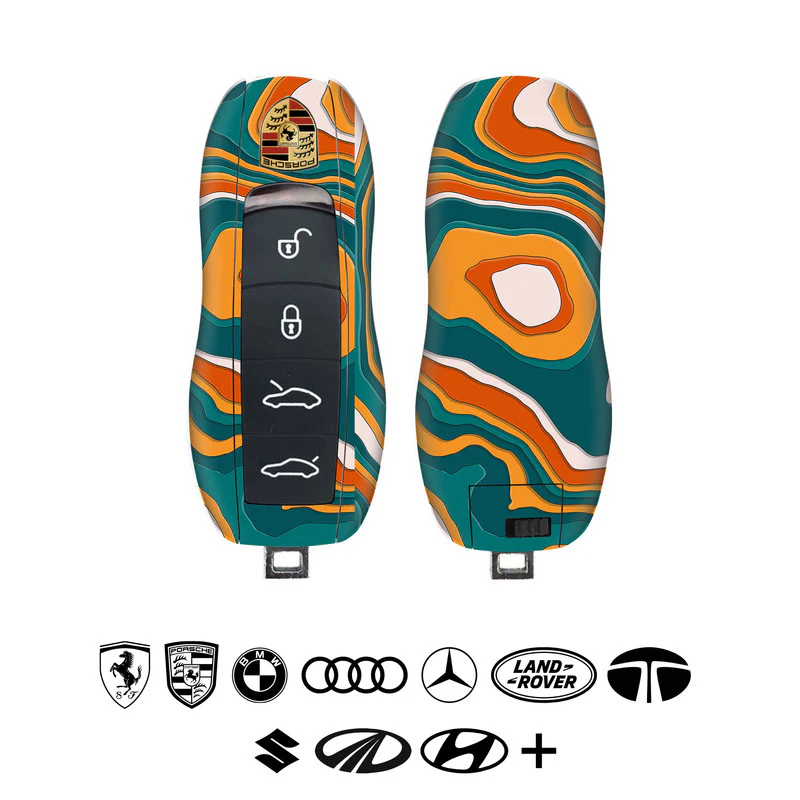 Colourful Curvature Green Curve Car Key Skins