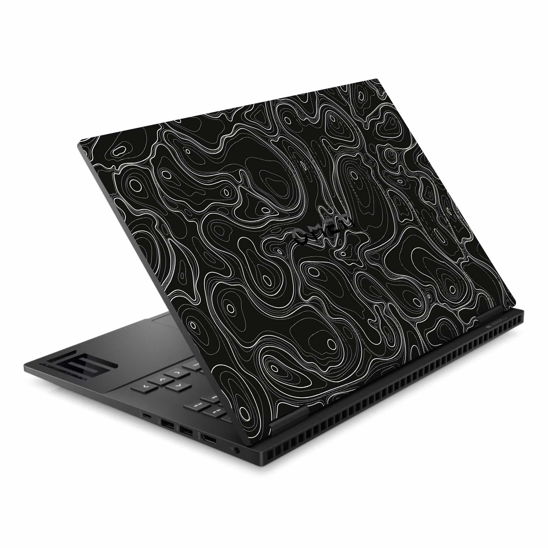 Colourful Topography Black HP Omen 16 Laptop Skin