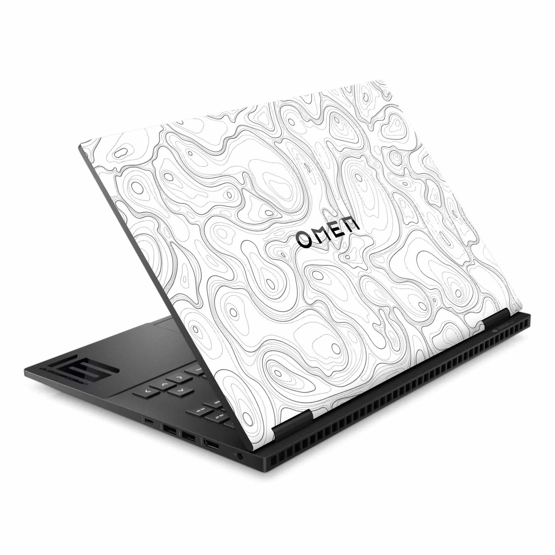 Colourful Topography White HP Omen 16 Laptop Skin