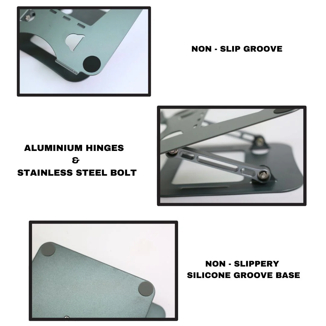 Desktop Aluminum Metal Stand Holder, Foldable, Compatible with iPad, Tablet - Silver - Image 4