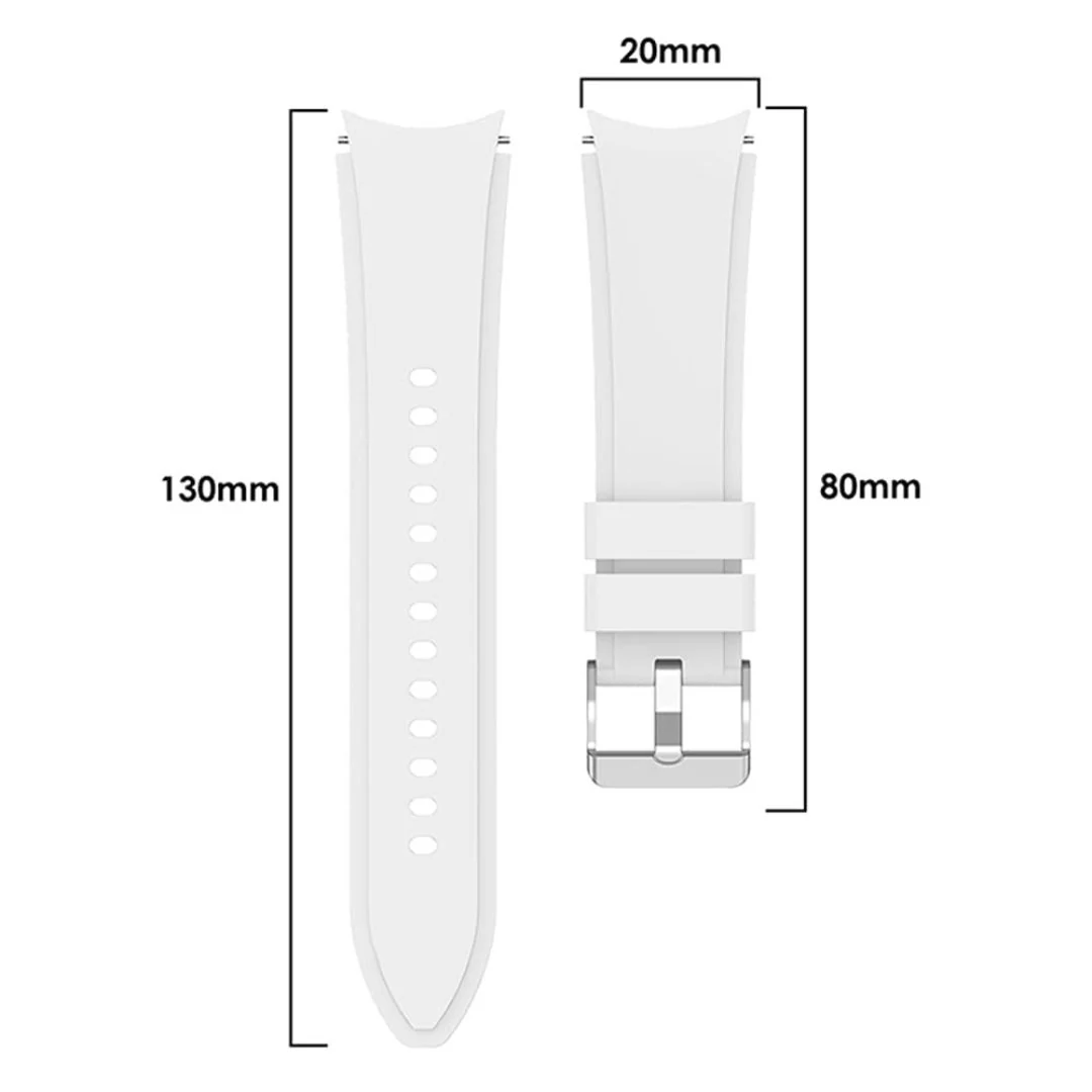 White Silicone Strap -  Compatible for Samsung Galaxy Watch 4 Band & Galaxy Watch 5 Band 44mm 40mm/Watch 5 Pro Bands 45mm/Galaxy Watch 4 Classic Bands 46mm 42mm,20mm - Image 3