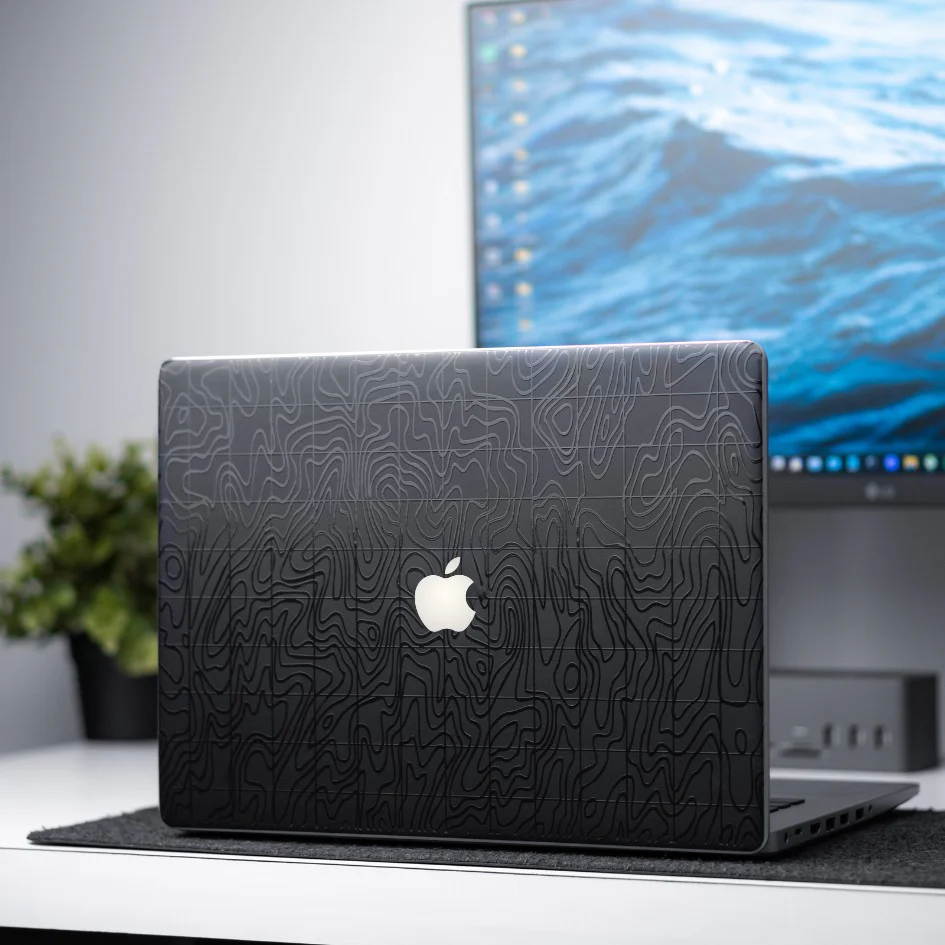 Black Topography Textured 3D MacBook Skins - Image 2