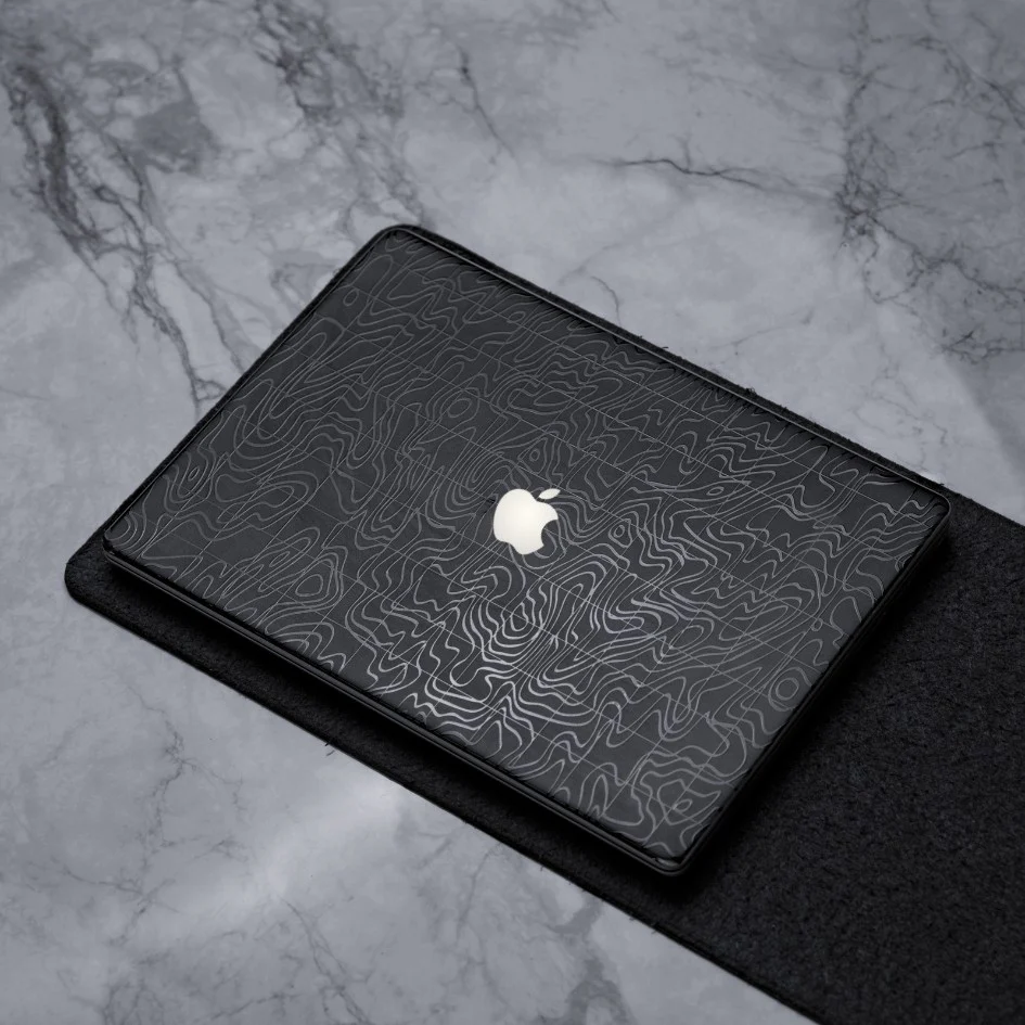 Black Topography Textured 3D MacBook Skins - Image 3