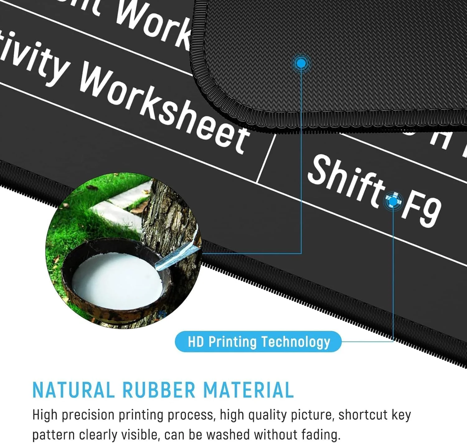 Anti-Slip Desk Pad with Excel Shortcuts - Large Rubber Smooth Desk Mat (80x30cm) - Image 2