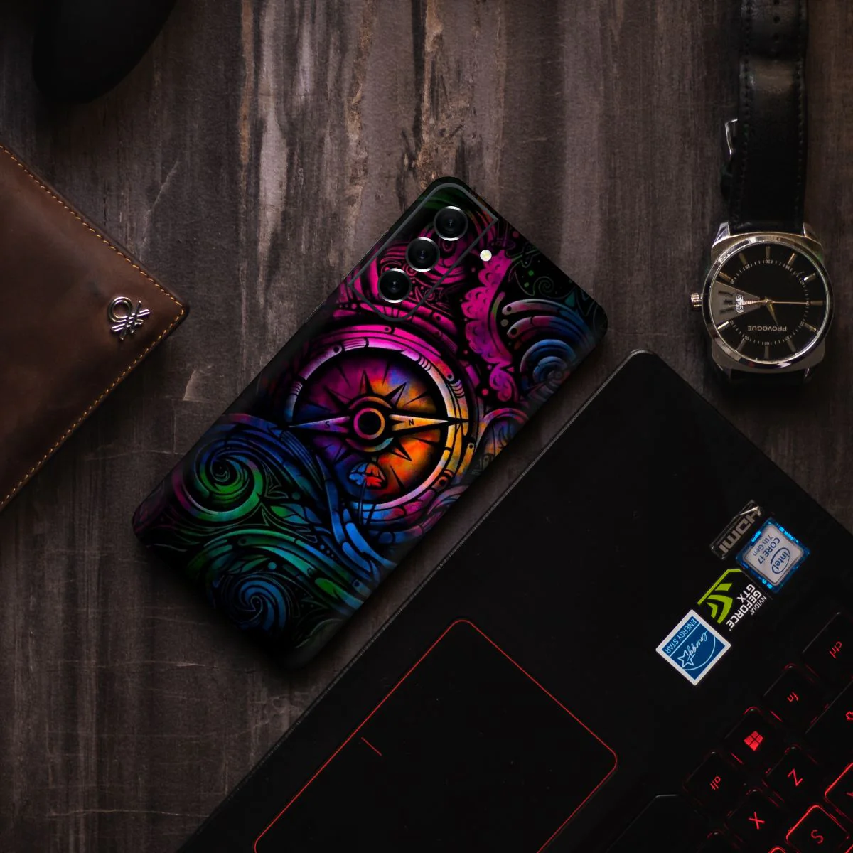 Dark Colored Compass Mobile Skin