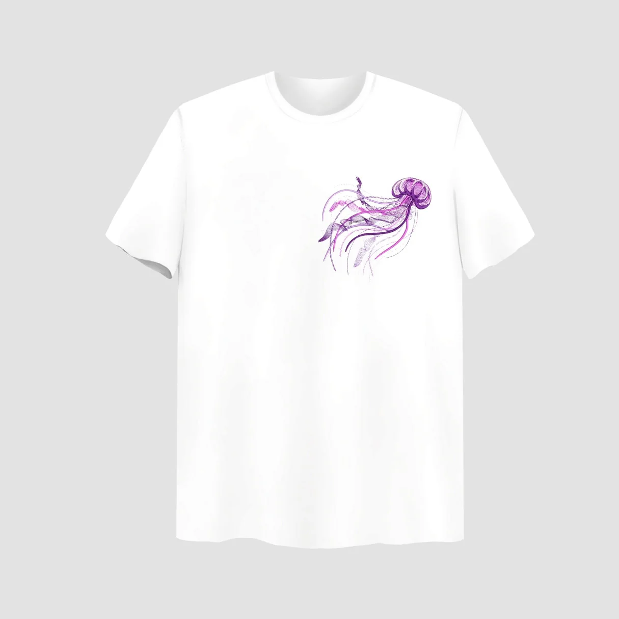 Jelly Fish Embroidered White Oversize T-Shirt - Image 2