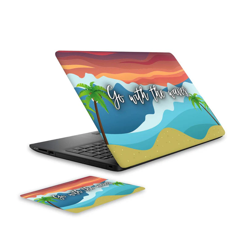 Go With The Waves Laptop Skin and Mouse Pad Combo