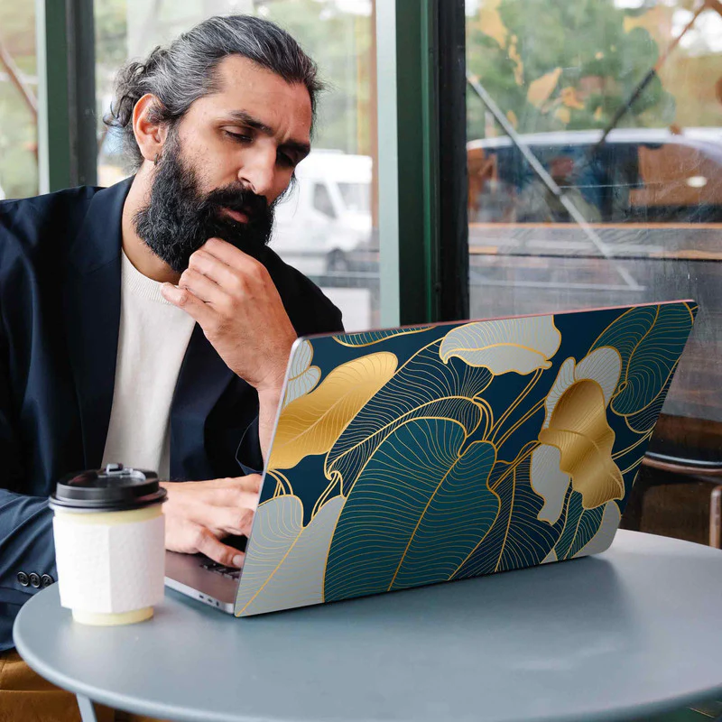 Golden Floral Laptop Skins - Image 2