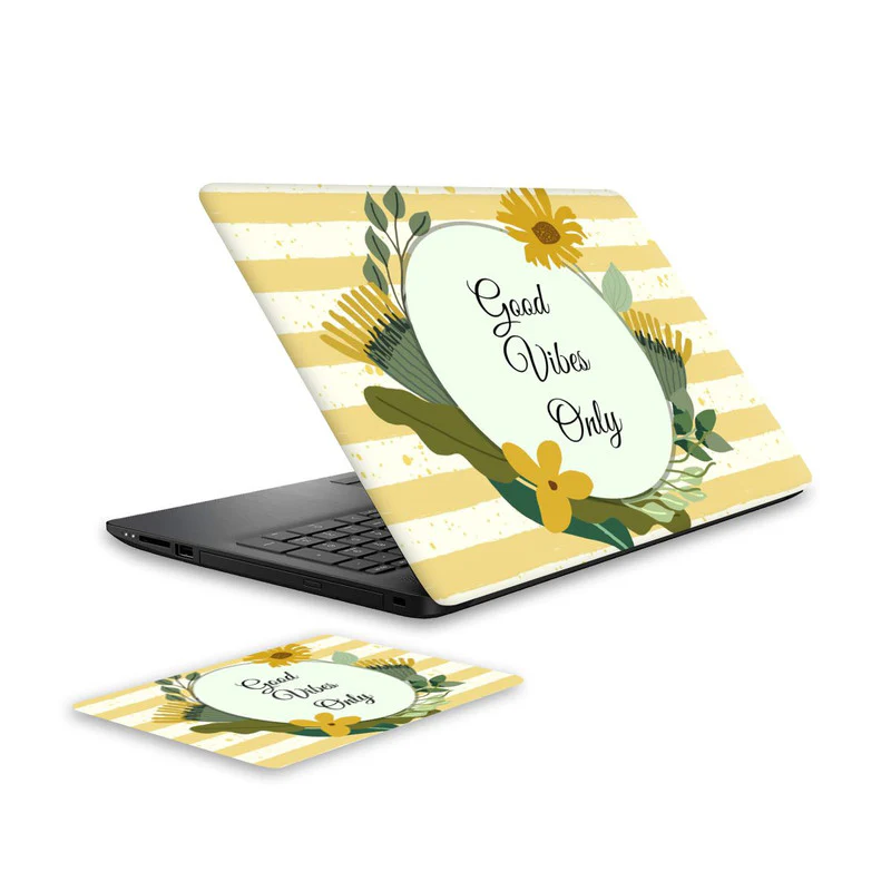 Good Vibes Only Laptop Skin and Mouse Pad Combo