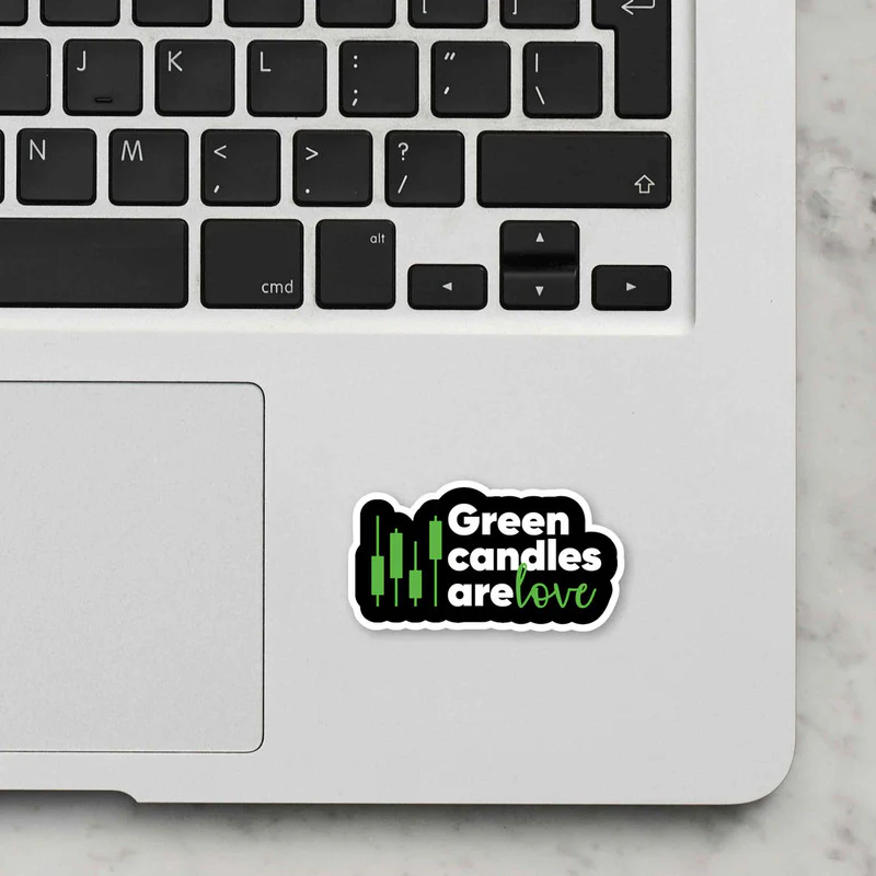 Green Candles Are Love Laptop Sticker - Image 2