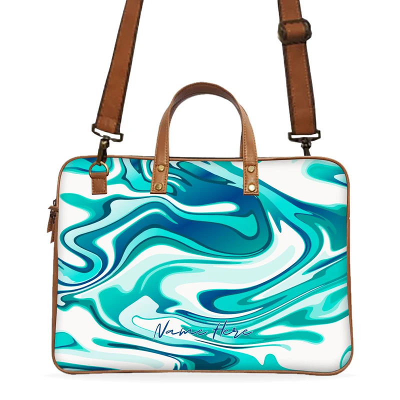 Green Coral Custom Name Deluxe Laptop Bag