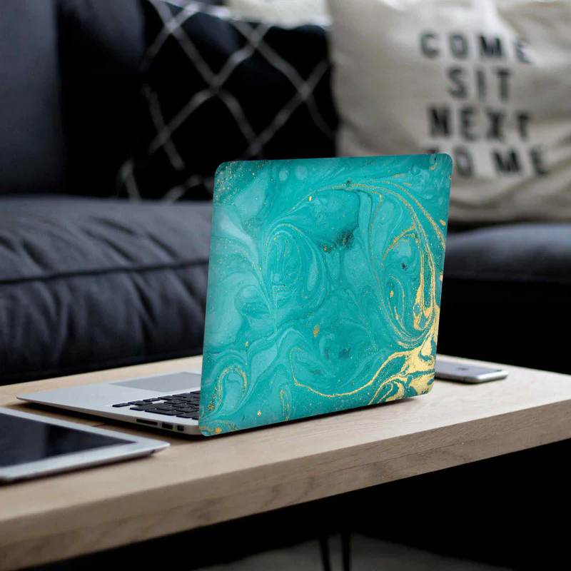 Green Gold Marble Laptop Skin - Image 2