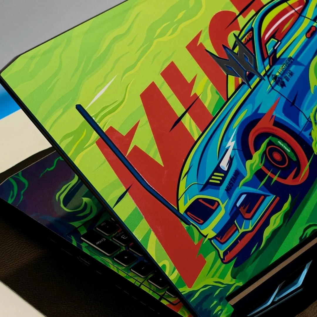 Green Mustang 3D Laptop Skins
