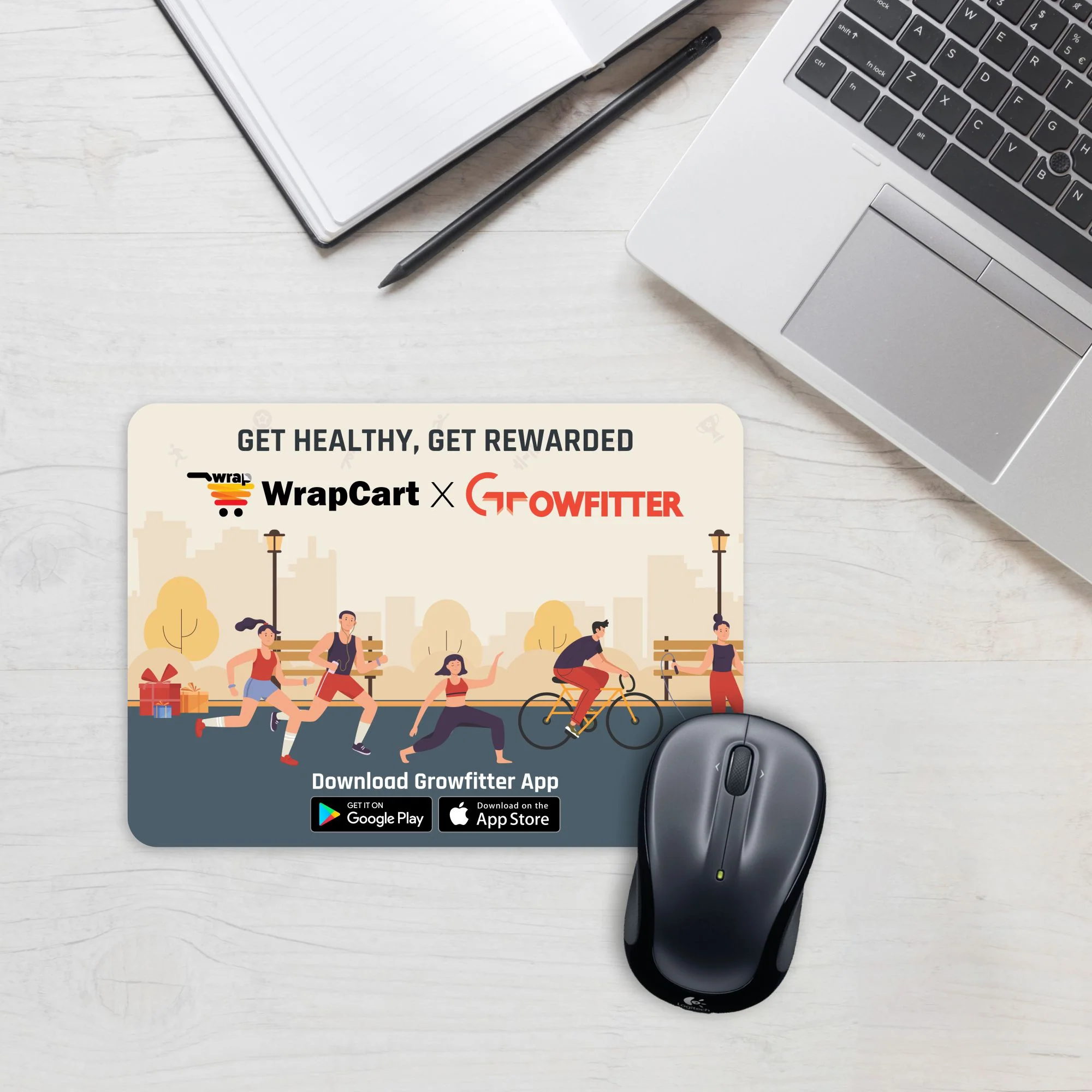 GROWFITTER X WRAPCART Premium Mouse Pad - Stay Healthy, Get Rewarded - Image 2