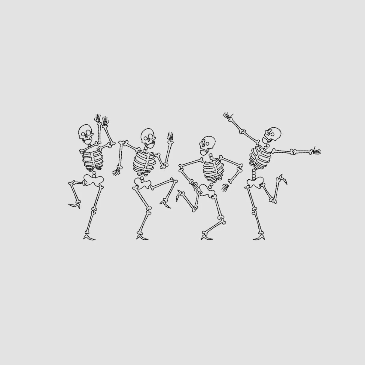 Dancing Skeletons Embroidered White Oversize T-Shirt - Image 2