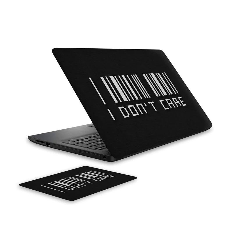 I Don't Care Laptop Skin and Mouse Pad Combo