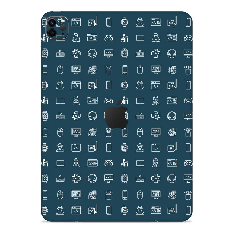 IPad Skin Tech Icons Dark Blue