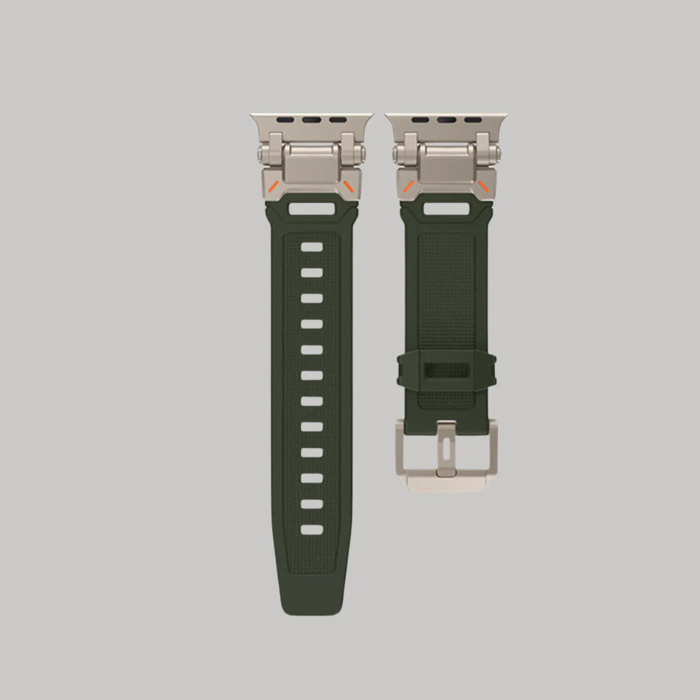 Apple Smart Olive Green Watch Band With Metal Design- 42/44/45/49 MM