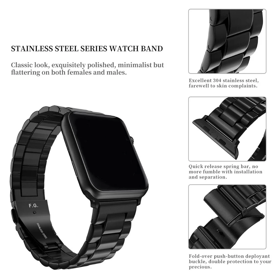Apple Watch Stainless Steel Strap Black - 42/44/45/49 MM - Image 2